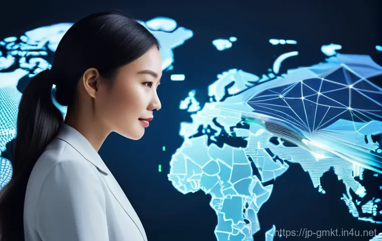 해외마케팅과 국제 비즈니스 법률 - **Prompt:** A dynamic and innovative scene depicting the intersection of AI-powered personalization ...
